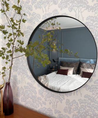 Blue Bedroom Round Mirror