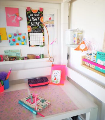 study area in a shared girl's room 