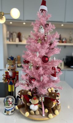 Pink Christmas Tree with red decoration